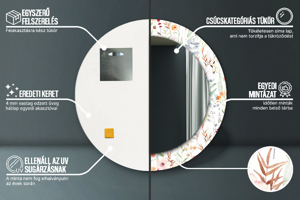 Divoké kvety Okrúhle dekoračné zrkadlo