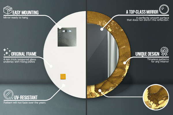 Kovové víry Okrúhle dekoračné zrkadlo na stenu