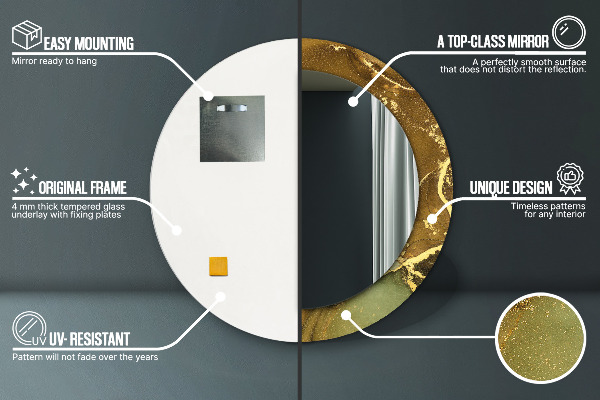 Kovové víry Okrúhle dekoračné zrkadlo na stenu