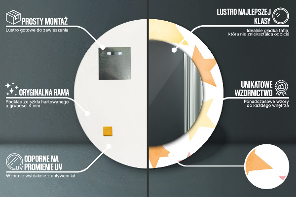 Pastelové hviezdy Okrúhle dekoračné zrkadlo na stenu