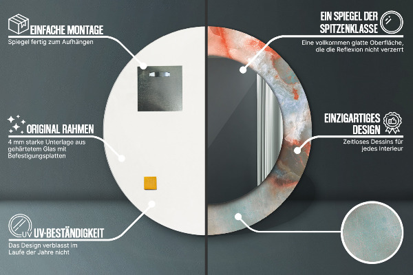 Onyx mranice Okrúhle dekoračné zrkadlo na stenu