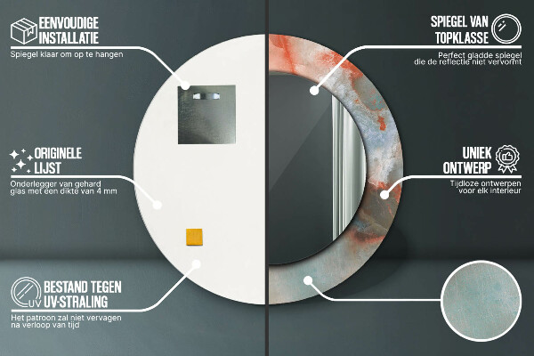 Onyx mranice Okrúhle dekoračné zrkadlo na stenu