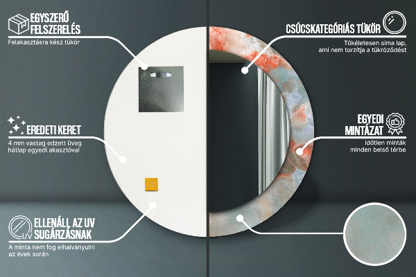 Onyx mranice Okrúhle dekoračné zrkadlo na stenu