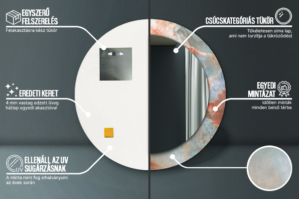 Onyx mranice Okrúhle dekoračné zrkadlo na stenu