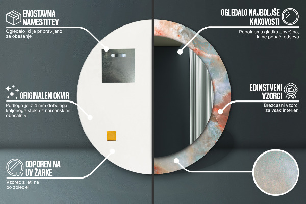 Onyx mranice Okrúhle dekoračné zrkadlo na stenu