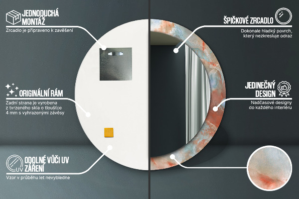 Onyx mranice Okrúhle dekoračné zrkadlo na stenu