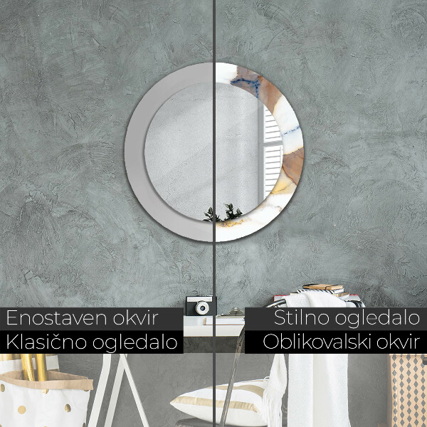 Biely mramor Okrúhle dekoračné zrkadlo na stenu