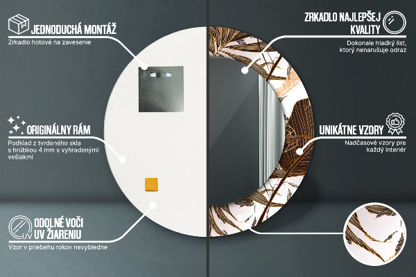 Dlaň Okrúhle dekoračné zrkadlo na stenu