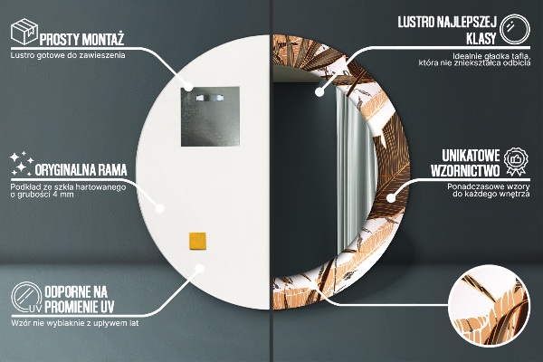 Dlaň Okrúhle dekoračné zrkadlo na stenu