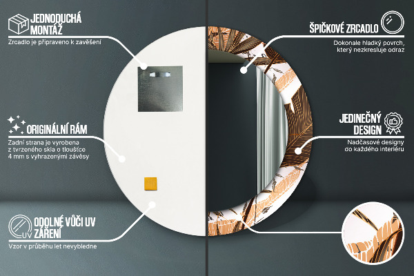 Dlaň Okrúhle dekoračné zrkadlo na stenu