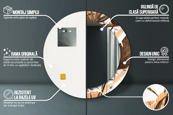 Dlaň Okrúhle dekoračné zrkadlo na stenu