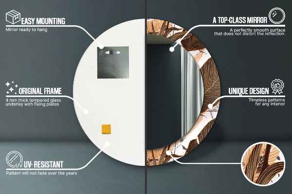 Dlaň Okrúhle dekoračné zrkadlo na stenu