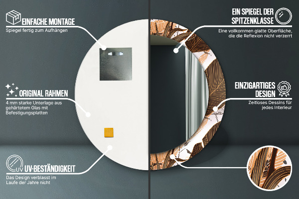 Dlaň Okrúhle dekoračné zrkadlo na stenu