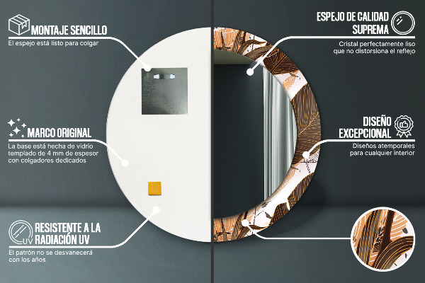 Dlaň Okrúhle dekoračné zrkadlo na stenu