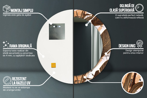 Dlaň Okrúhle dekoračné zrkadlo na stenu