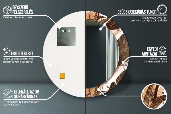 Dlaň Okrúhle dekoračné zrkadlo na stenu