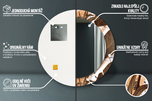 Dlaň Okrúhle dekoračné zrkadlo na stenu