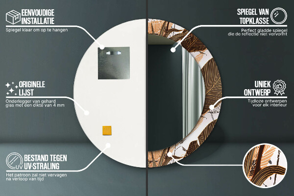 Dlaň Okrúhle dekoračné zrkadlo na stenu