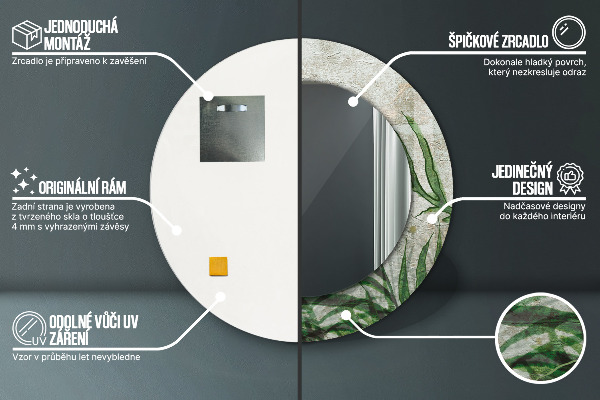 Listy papradia Okrúhle dekoračné zrkadlo