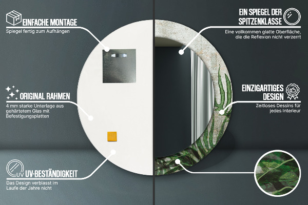 Listy papradia Okrúhle dekoračné zrkadlo