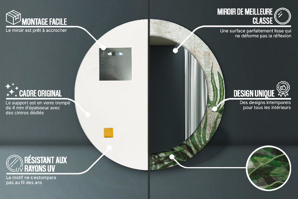 Listy papradia Okrúhle dekoračné zrkadlo