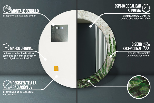 Listy papradia Okrúhle dekoračné zrkadlo