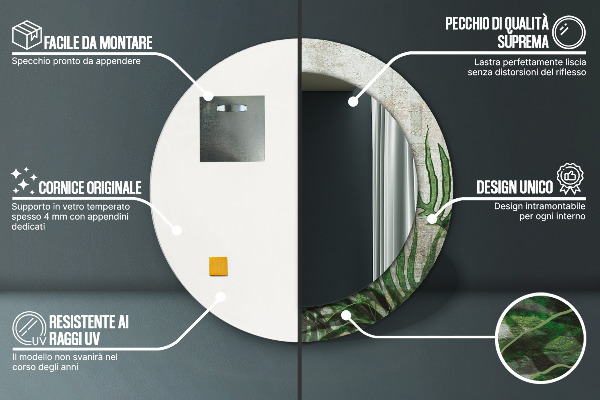 Listy papradia Okrúhle dekoračné zrkadlo