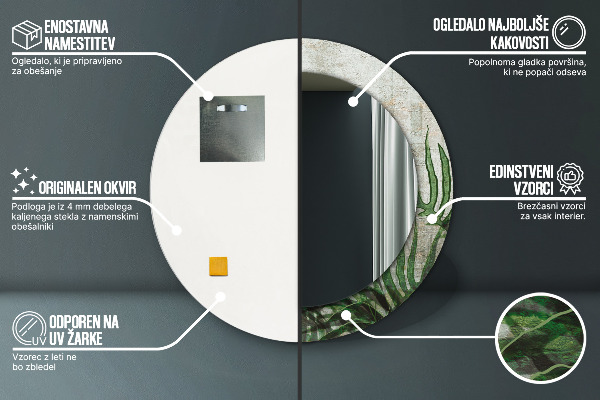 Listy papradia Okrúhle dekoračné zrkadlo