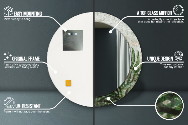 Listy papradia Okrúhle dekoračné zrkadlo