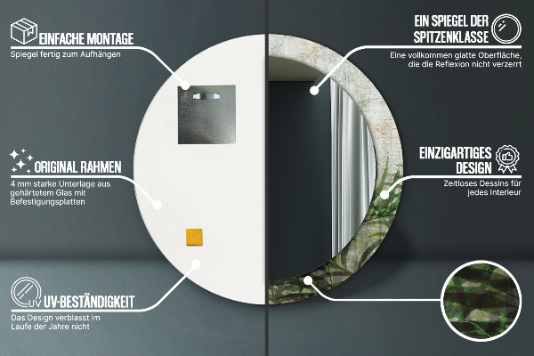 Listy papradia Okrúhle dekoračné zrkadlo