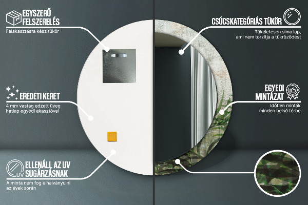 Listy papradia Okrúhle dekoračné zrkadlo