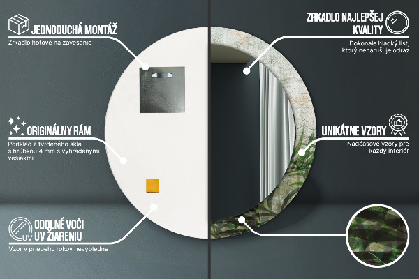 Listy papradia Okrúhle dekoračné zrkadlo