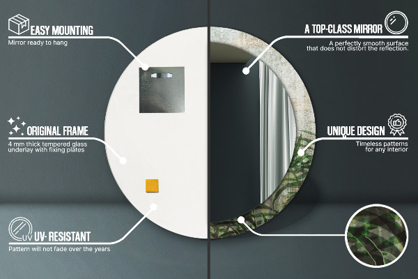 Listy papradia Okrúhle dekoračné zrkadlo