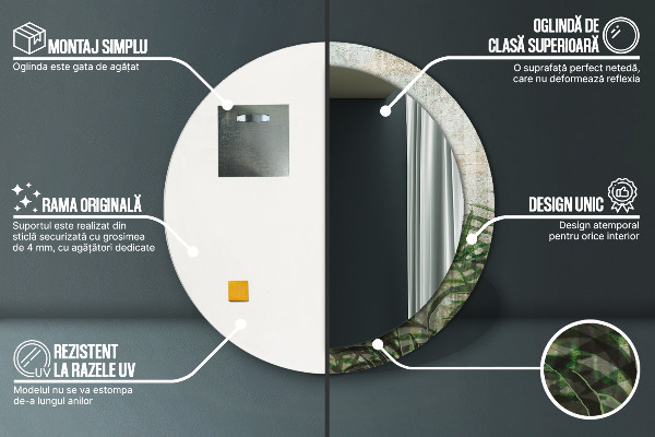 Listy papradia Okrúhle dekoračné zrkadlo