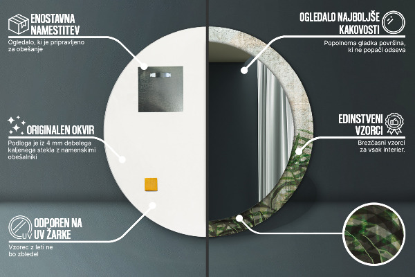 Listy papradia Okrúhle dekoračné zrkadlo