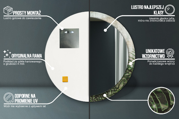 Listy papradia Okrúhle dekoračné zrkadlo