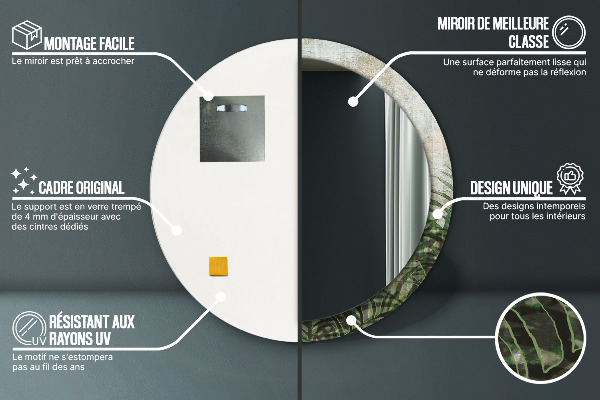 Listy papradia Okrúhle dekoračné zrkadlo