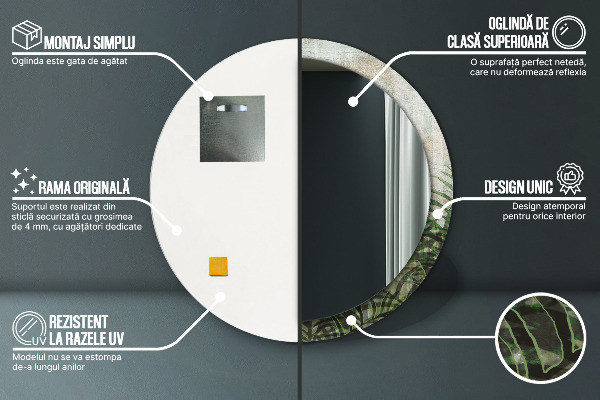 Listy papradia Okrúhle dekoračné zrkadlo