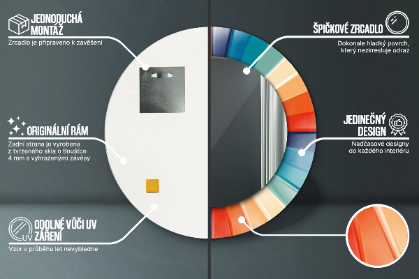 Radiálne koncentrické pásy Okrúhle dekoračné zrkadlo
