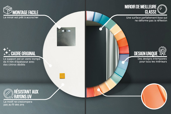 Radiálne koncentrické pásy Okrúhle dekoračné zrkadlo