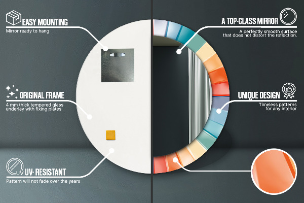 Radiálne koncentrické pásy Okrúhle dekoračné zrkadlo