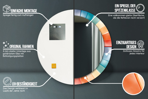 Radiálne koncentrické pásy Okrúhle dekoračné zrkadlo