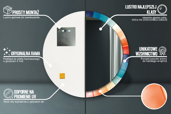 Radiálne koncentrické pásy Okrúhle dekoračné zrkadlo