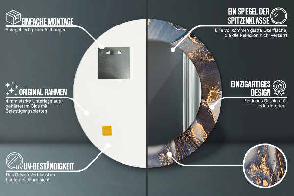 Abstraktná tekutina Okrúhle zrkadlo rám s potlačou