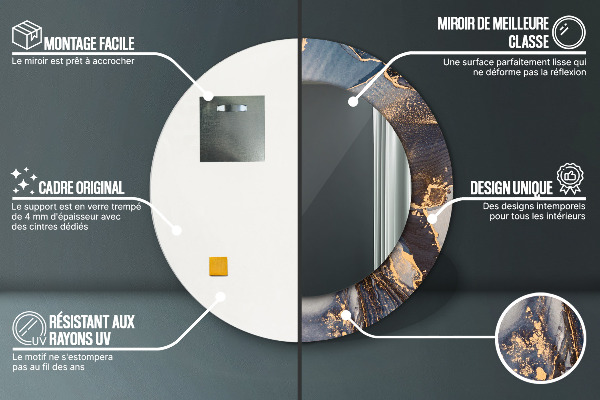 Abstraktná tekutina Okrúhle zrkadlo rám s potlačou