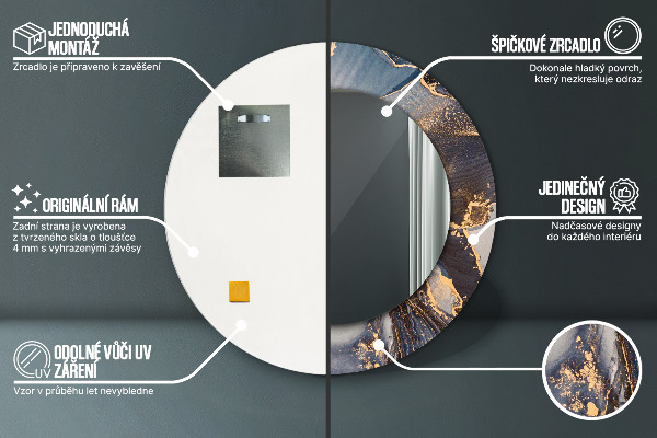 Abstraktná tekutina Okrúhle zrkadlo rám s potlačou