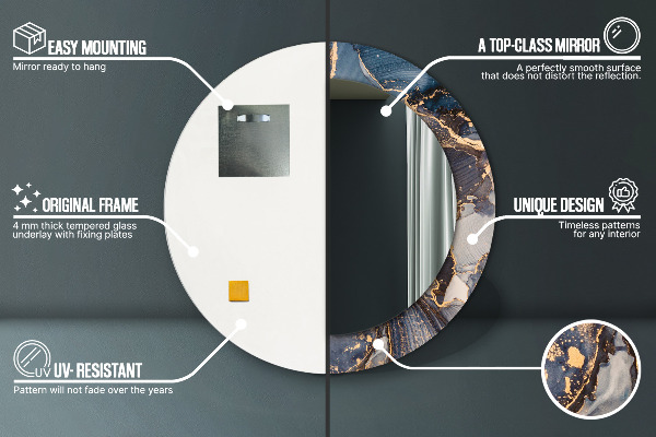 Abstraktná tekutina Okrúhle zrkadlo rám s potlačou