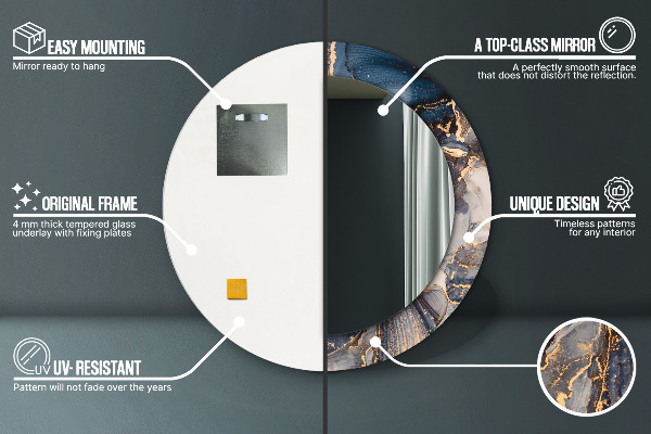 Abstraktná tekutina Okrúhle zrkadlo rám s potlačou