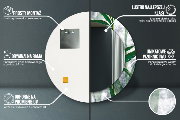 Tropické listy Okrúhle dekoračné zrkadlo