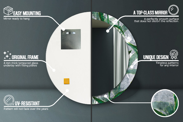 Tropické listy Okrúhle dekoračné zrkadlo